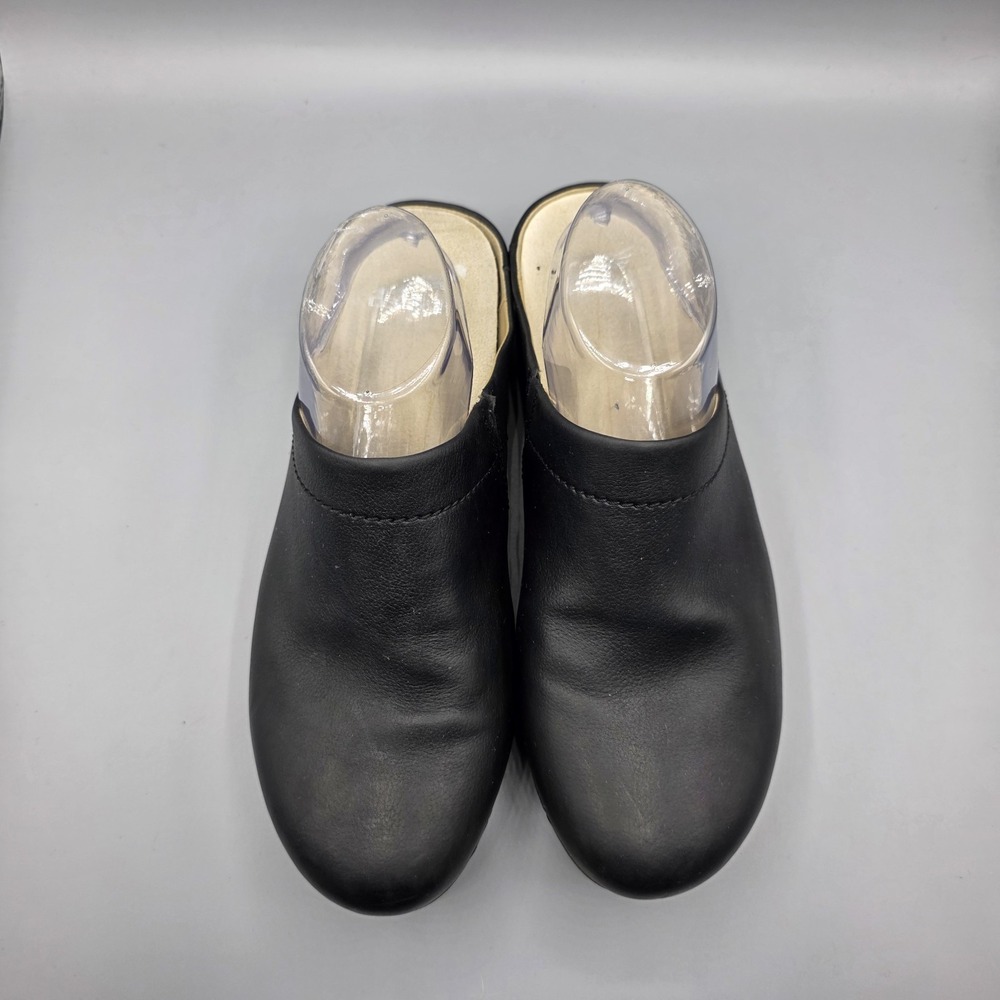Dansko Mariella‎ Clogs Womens 41 Black Leather Mules Slip On Comfort Shoes Cork - Picture 4 of 14